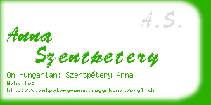 anna szentpetery business card