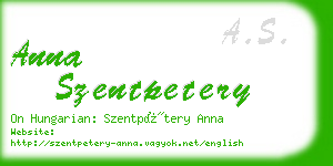 anna szentpetery business card